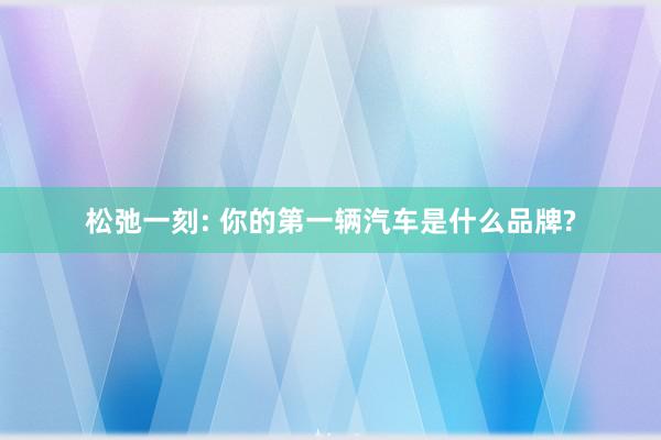 松弛一刻: 你的第一辆汽车是什么品牌?