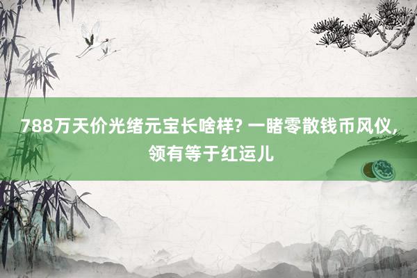 788万天价光绪元宝长啥样? 一睹零散钱币风仪, 领有等于红运儿