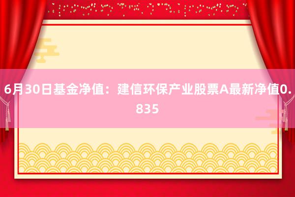 6月30日基金净值：建信环保产业股票A最新净值0.835