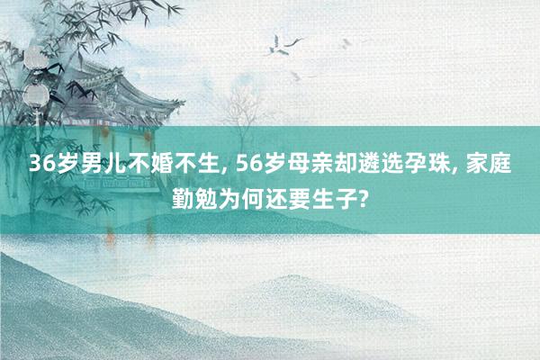 36岁男儿不婚不生, 56岁母亲却遴选孕珠, 家庭勤勉为何还要生子?