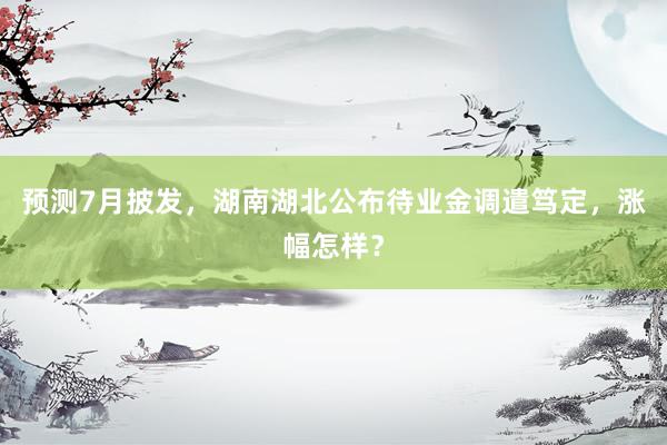 预测7月披发，湖南湖北公布待业金调遣笃定，涨幅怎样？