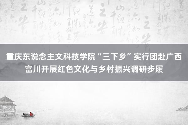 重庆东说念主文科技学院“三下乡”实行团赴广西富川开展红色文化与乡村振兴调研步履