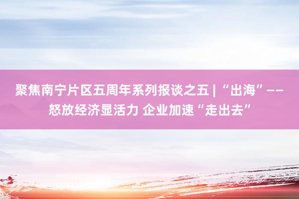 聚焦南宁片区五周年系列报谈之五 | “出海”——怒放经济显活力 企业加速“走出去”